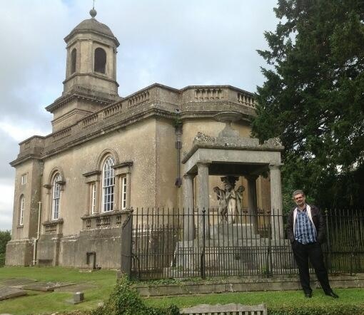 Ian Preston standing by Ricardo's tomb at Hardenhuish