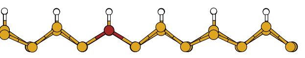 Illustration of electron polaron in a 
	dangling bond wire