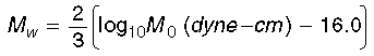 Mw = 2/3(log M0 -16)