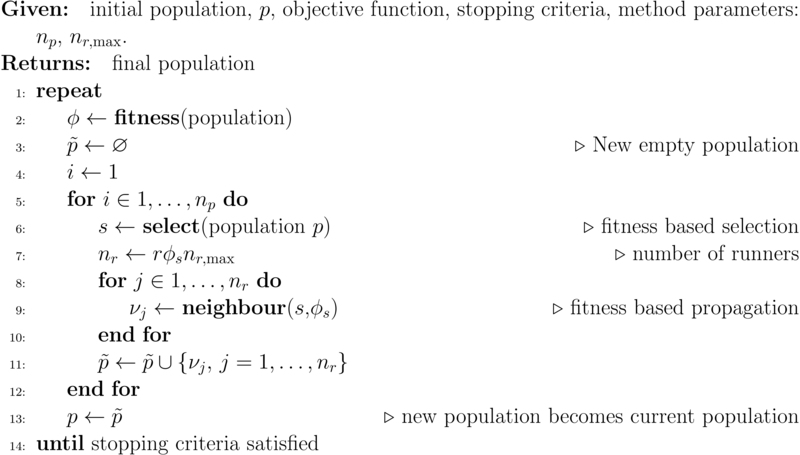 Plant propagation algorithm