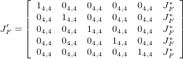      &lfloor;                           &lowast; &rfloor;
     | 14,4 04,4 04,4  04,4  04,4  JF&lowast; |
  &prime;  || 04,4 14,4 04,4  04,4  04,4  JF&lowast; ||
JF = |&lceil; 04,4 04,4 14,4  04,4  04,4  JF&lowast; |&rceil;
       04,4 04,4 04,4  14,4  04,4  JF&lowast;
       04,4 04,4 04,4  04,4  14,4  JF
