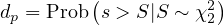          (          2)
dp = Prob s > S|S ~ χ2
