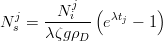   j     N ji  ( λt    )
N s = ------- e  j - 1
      λζg ρD
      
