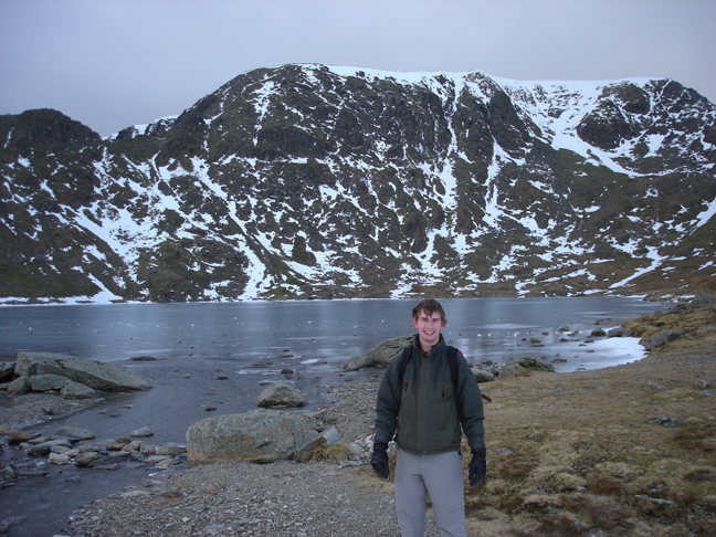 Red tarn looking onto Helvellyn with Striding edge at the top left, 3rd January 2011